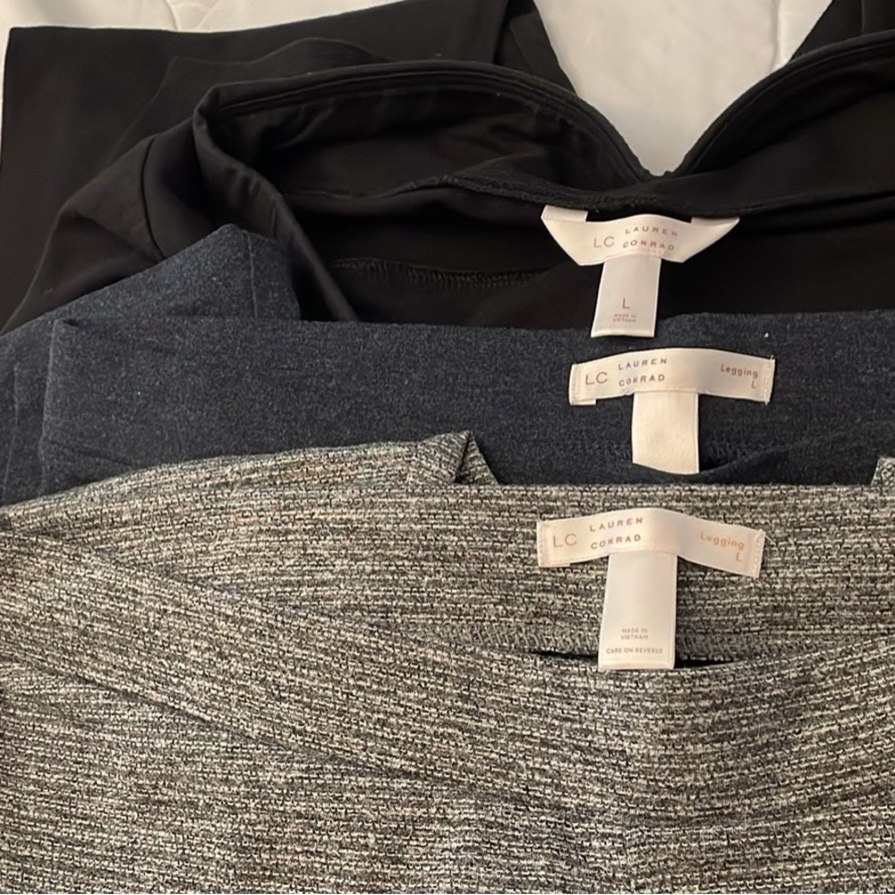 LC Lauren Conrad Black, Navy & Gray Leggings Trio